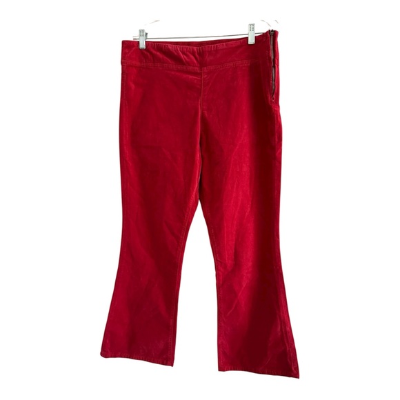 FREE PEOPLE Women’s Red Velvet In My Feelings Crop Slim Flare Pants (LARGE) - Picture 1 of 12